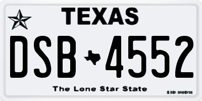 TX license plate DSB4552