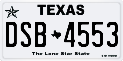 TX license plate DSB4553