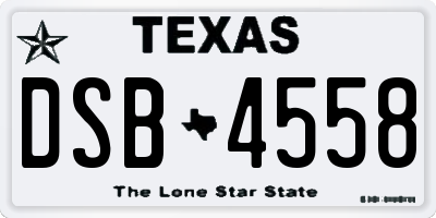 TX license plate DSB4558