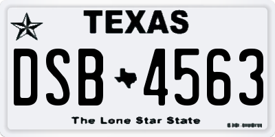 TX license plate DSB4563