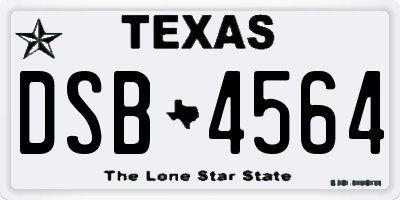 TX license plate DSB4564