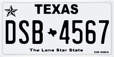 TX license plate DSB4567