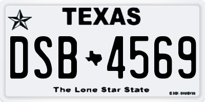 TX license plate DSB4569