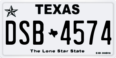 TX license plate DSB4574