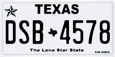 TX license plate DSB4578