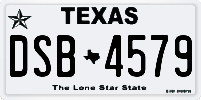 TX license plate DSB4579