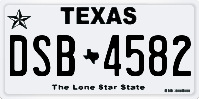 TX license plate DSB4582
