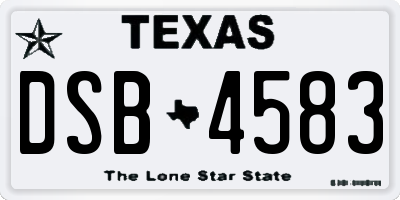 TX license plate DSB4583