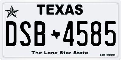 TX license plate DSB4585