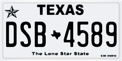 TX license plate DSB4589
