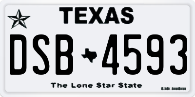 TX license plate DSB4593
