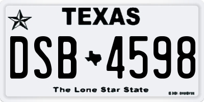 TX license plate DSB4598