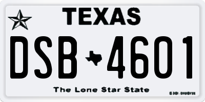 TX license plate DSB4601