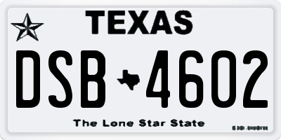 TX license plate DSB4602