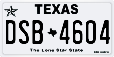 TX license plate DSB4604