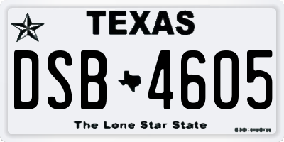 TX license plate DSB4605