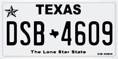 TX license plate DSB4609