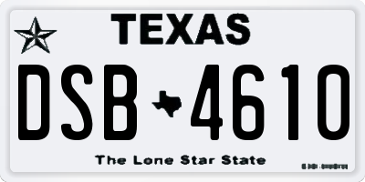 TX license plate DSB4610