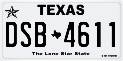 TX license plate DSB4611