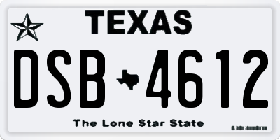 TX license plate DSB4612