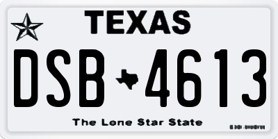 TX license plate DSB4613