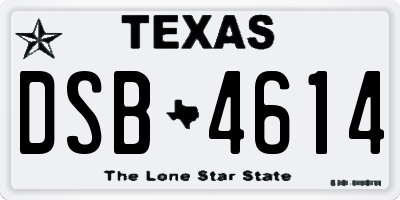 TX license plate DSB4614