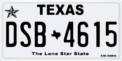 TX license plate DSB4615