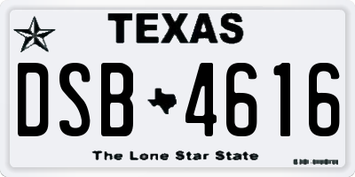 TX license plate DSB4616