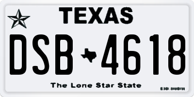 TX license plate DSB4618