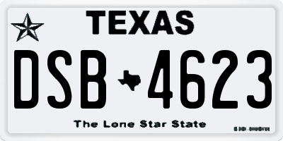 TX license plate DSB4623
