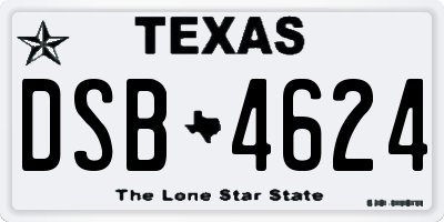 TX license plate DSB4624