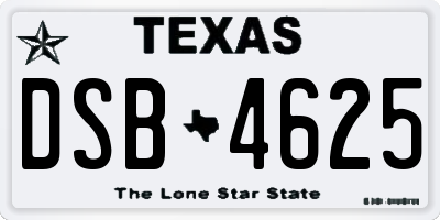 TX license plate DSB4625