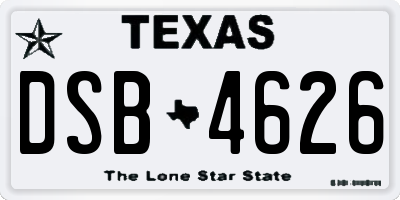 TX license plate DSB4626
