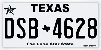 TX license plate DSB4628