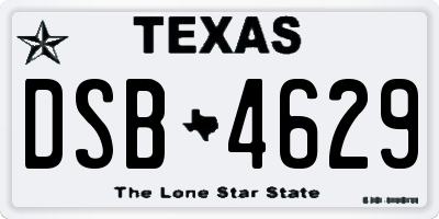 TX license plate DSB4629