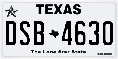 TX license plate DSB4630