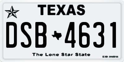 TX license plate DSB4631
