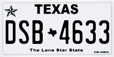 TX license plate DSB4633