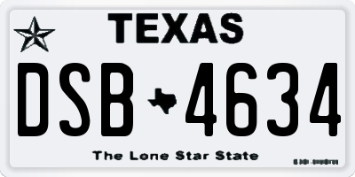 TX license plate DSB4634