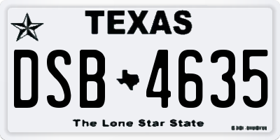 TX license plate DSB4635