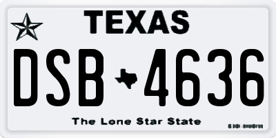 TX license plate DSB4636