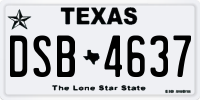 TX license plate DSB4637