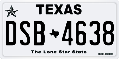TX license plate DSB4638