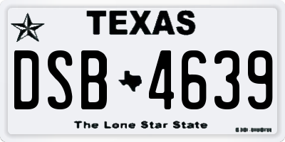 TX license plate DSB4639