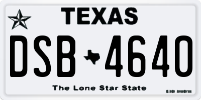 TX license plate DSB4640