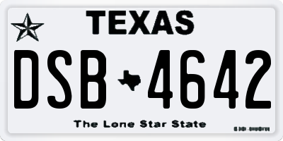 TX license plate DSB4642