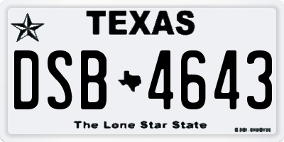 TX license plate DSB4643