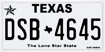 TX license plate DSB4645