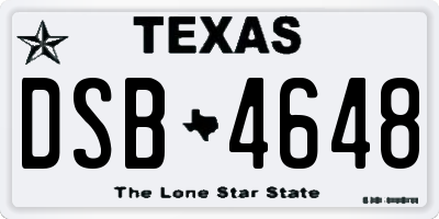 TX license plate DSB4648