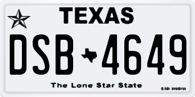 TX license plate DSB4649